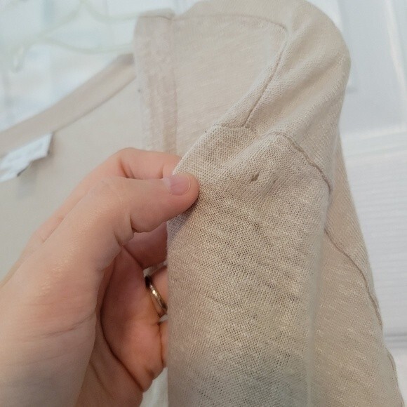 J. Jill Love Linen Beige Button Up Long Sleeve Top Size Medium lagenlook - Picture 6 of 6